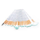 20 in 1 Diamond Handle Eye Brush Multi-functional Makeup Brush, Pink+Blue Handle and Baby Blue Brush