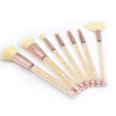 7 in 1 Clear Crystal Sequined Orange Diamond Handle and Yellow Brush Multi-functional Makeup Brush
