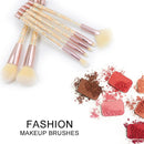 7 in 1 Clear Crystal Sequined Orange Diamond Handle and Yellow Brush Multi-functional Makeup Brush