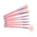 7 in 1 Clear Crystal Sequined Red Diamond Handle and Pink Brush Multi-functional Makeup Brush