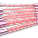 7 in 1 Clear Crystal Sequined Red Diamond Handle and Pink Brush Multi-functional Makeup Brush