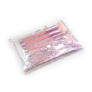 7 in 1 Clear Crystal Sequined Red Diamond Handle and Pink Brush Multi-functional Makeup Brush