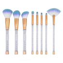 8 in 1 Honeycomb Handle Multi-functional Makeup Brush, White Handle and Blue Brush
