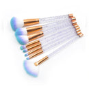 8 in 1 Honeycomb Handle Multi-functional Makeup Brush, White Handle and Blue Brush