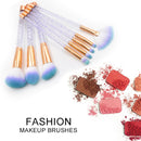 8 in 1 Honeycomb Handle Multi-functional Makeup Brush, White Handle and Blue Brush