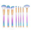 8 in 1 Honeycomb Handle Multi-functional Makeup Brush, Purple Handle and Blue Brush