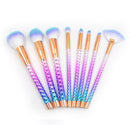 8 in 1 Honeycomb Handle Multi-functional Makeup Brush, Purple Handle and Blue Brush