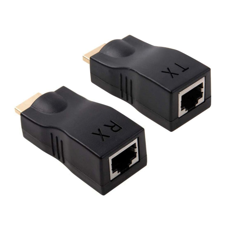HDMI to RJ45 Extender Adapter (Receiver & Transmitter) by Cat-5e/6 Cable, Support HDCP, Transmission Distance: 30m(Black)