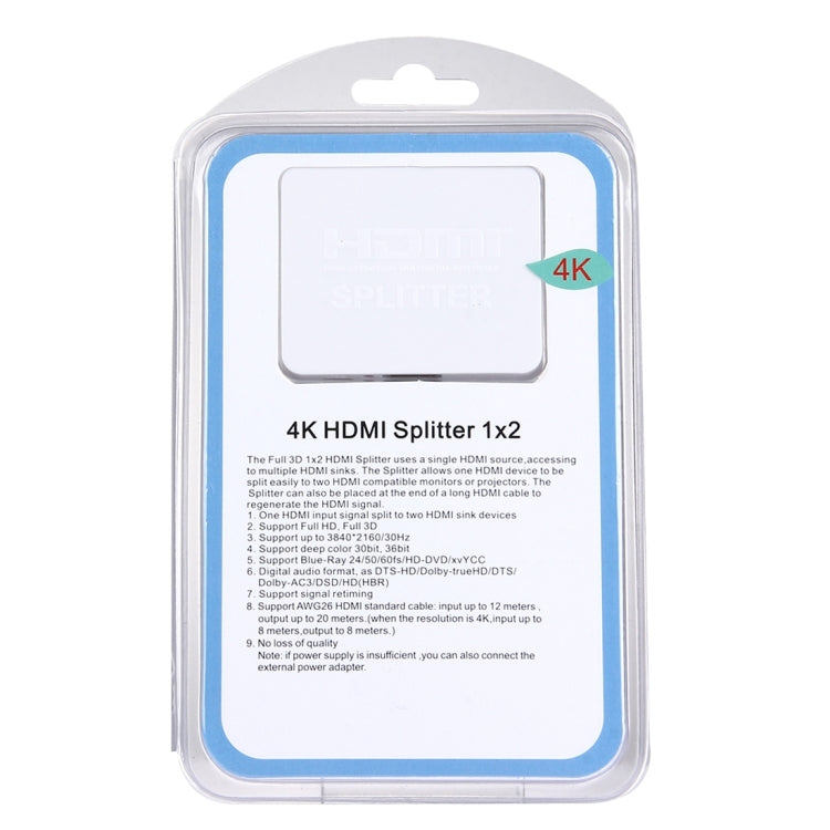 4K HDMI Splitter Full HD 1080p Video HDMI Switch Switcher 1x2 Split Out Amplifier Dual Display for HDTV DVD PS3 Xbox(White)