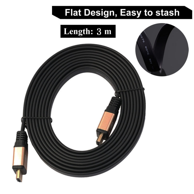 3m HDMI 2.0 (4K) 30AWG High Speed 18Gbps Gold Plated Connectors HDMI Male to HDMI Male Flat Cable(Gold)