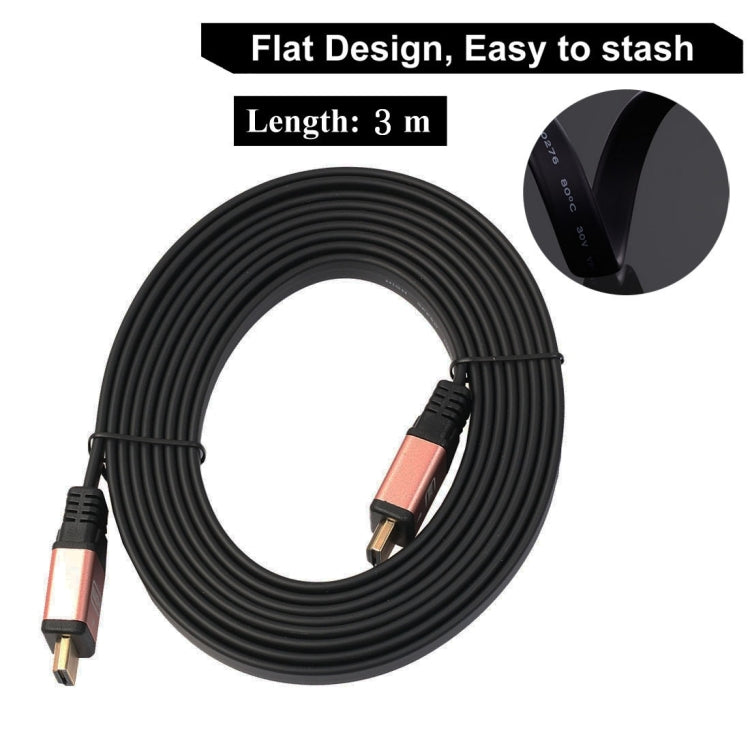 3m HDMI 2.0 (4K) 30AWG High Speed 18Gbps Gold Plated Connectors HDMI Male to HDMI Male Flat Cable(Rose Gold)