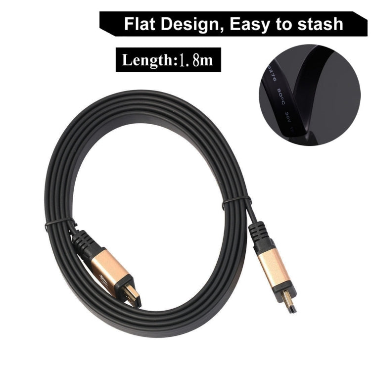 1.5m HDMI 2.0 (4K) 30AWG High Speed 18Gbps Gold Plated Connectors HDMI Male to HDMI Male Flat Cable(Gold)
