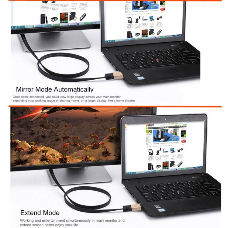 1m HDMI 2.0 (4K) 30AWG High Speed 18Gbps Gold Plated Connectors HDMI Male to HDMI Male Flat Cable(Gold)