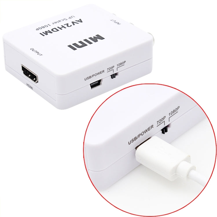 HOWEI HW-2105 Mini AV CVBS/L+R Audio to HDMI Converter Adapter, Support Scaler 1080P (Black)