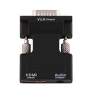 HDMI Female to VGA Male Converter with Audio Output Adapter for Projector, Monitor, TV Sets(Black)