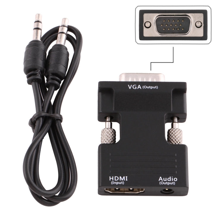 HDMI Female to VGA Male Converter with Audio Output Adapter for Projector, Monitor, TV Sets(Black)