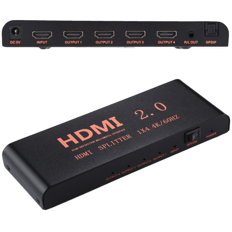 CY-042 1X4 HDMI 2.0 4K/60Hz Splitter, EU Plug