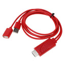 USB Male + USB 2.0 Female to HDMI Phone to HDTV Adapter Cable, For iPhone / Galaxy / Huawei / Xiaomi / LG / LeTV / Google and Other Smart Phones(Red)