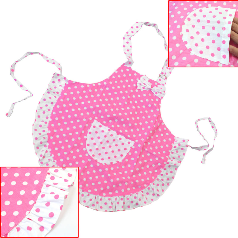 1 x  Kitchen Cook 2 Layers Cloth Frills Polka Dots Toddlers Princess Apron Hot
