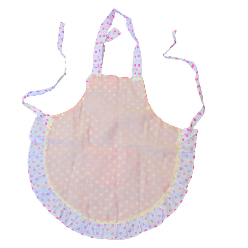 1 x  Kitchen Cook 2 Layers Cloth Frills Polka Dots Toddlers Princess Apron Hot