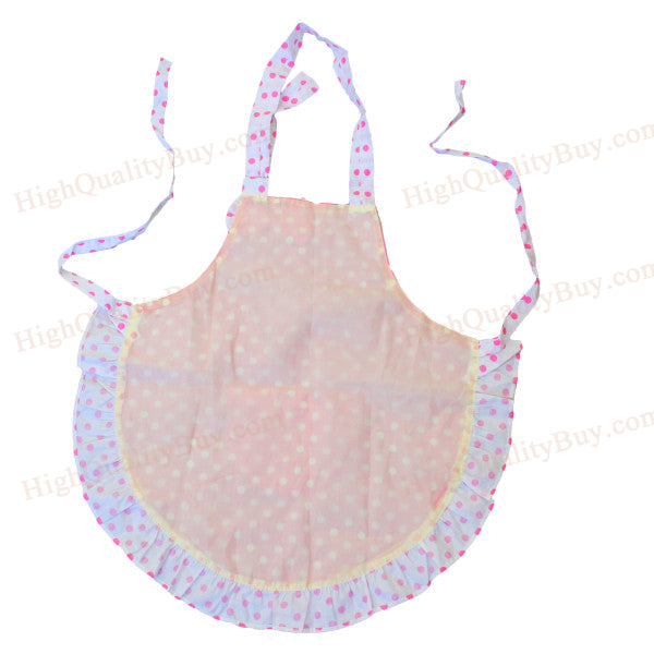1 x  Kitchen Cook 2 Layers Cloth Frills Polka Dots Toddlers Princess Apron Hot