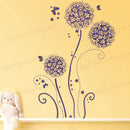 1 Pcs Purple Butterfly Vine Flower Vinyl Wall Art Stickers, Wall Decals