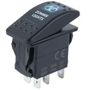 1 Pc Waterproof Shell Rocker Switch Black Double Lamp Blue LED 12/24V Car Boat