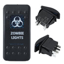 1 Pc Waterproof Shell Rocker Switch Black Double Lamp Blue LED 12/24V Car Boat