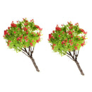 2 pcs Mini Artificial Red Flower Tree Plant Restaurant Home Bonsai Decor Worthy