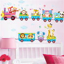 Animals Train Wall Stickers Nursery Room Decor Baby Kids Art Mural Removable