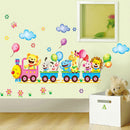 Animals Train Wall Stickers Nursery Room Decor Baby Kids Art Mural Removable
