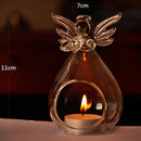 1pc Angel Glass Crystal Hanging Tea Light Candle Holder Home Decor Fashion
