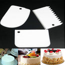 3 Plastic Scrapers Decorating Cake Icing Fondant Baking Plain Smooth Jagged Hot