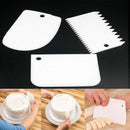 3 Plastic Scrapers Decorating Cake Icing Fondant Baking Plain Smooth Jagged Hot