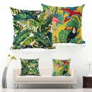 1*Pillow Case Tropical Plants Green Leaves Flower Decorative Linen Cushion