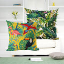 1*Pillow Case Tropical Plants Green Leaves Flower Decorative Linen Cushion