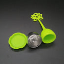 Silicone Tea Infuser Loose Leaf Strainer Herbal Spice Filter Diffuser Ball +Tray