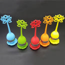Silicone Tea Infuser Loose Leaf Strainer Herbal Spice Filter Diffuser Ball +Tray