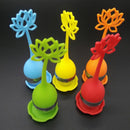 Silicone Tea Infuser Loose Leaf Strainer Herbal Spice Filter Diffuser Ball +Tray