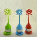 Silicone Tea Infuser Loose Leaf Strainer Herbal Spice Filter Diffuser Ball +Tray