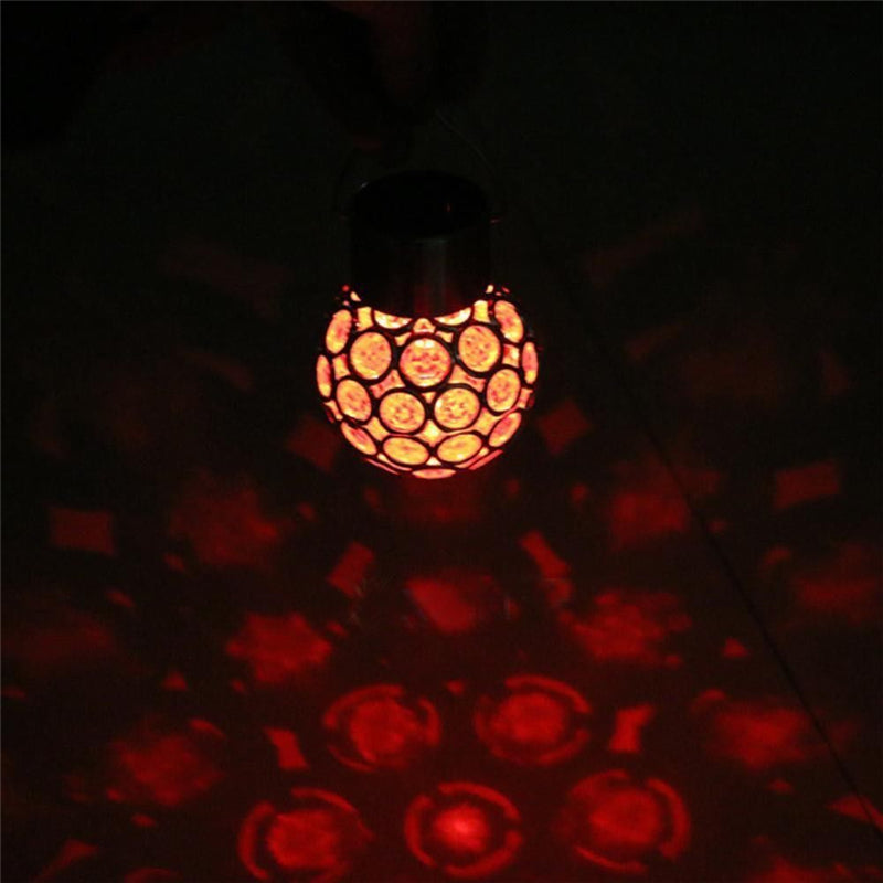 1 x Change LED Solar Garden Hanging Light Crackle Glass Lantern Ball Patio Hot
