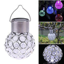1 x Change LED Solar Garden Hanging Light Crackle Glass Lantern Ball Patio Hot