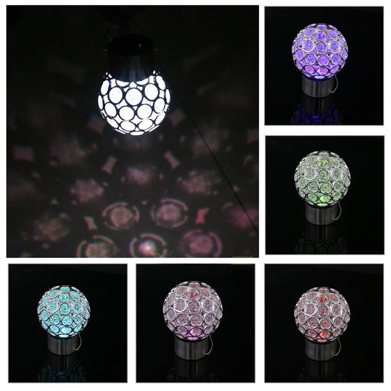 1 x Change LED Solar Garden Hanging Light Crackle Glass Lantern Ball Patio Hot