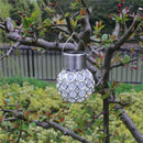 1 x Change LED Solar Garden Hanging Light Crackle Glass Lantern Ball Patio Hot