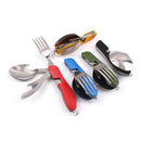 6 in 1 Folding Tableware, Portable Stainless Steel Camping Picnic Cutlery Travel