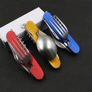 6 in 1 Folding Tableware, Portable Stainless Steel Camping Picnic Cutlery Travel