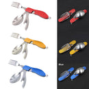 6 in 1 Folding Tableware, Portable Stainless Steel Camping Picnic Cutlery Travel