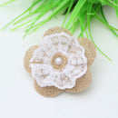 10x Handmade Jute Hessian Burlap Flower With Lace Rose Hat DIY Craft Hot