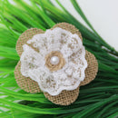 10x Handmade Jute Hessian Burlap Flower With Lace Rose Hat DIY Craft Hot
