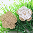 10x Handmade Jute Hessian Burlap Flower With Lace Rose Hat DIY Craft Hot